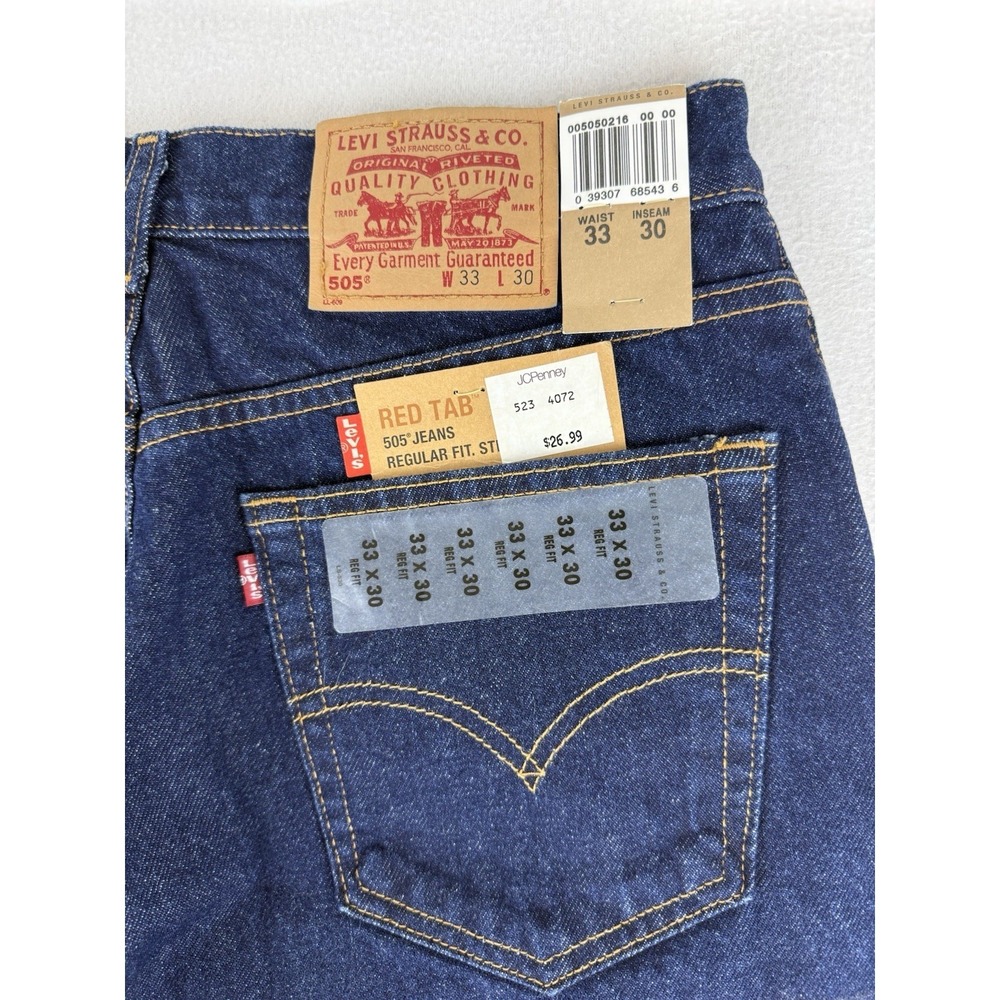 Vintage Levis Jeans Mens 32x30 505 Regular Fit Blue‎ Denim Y2K 2002 NWT